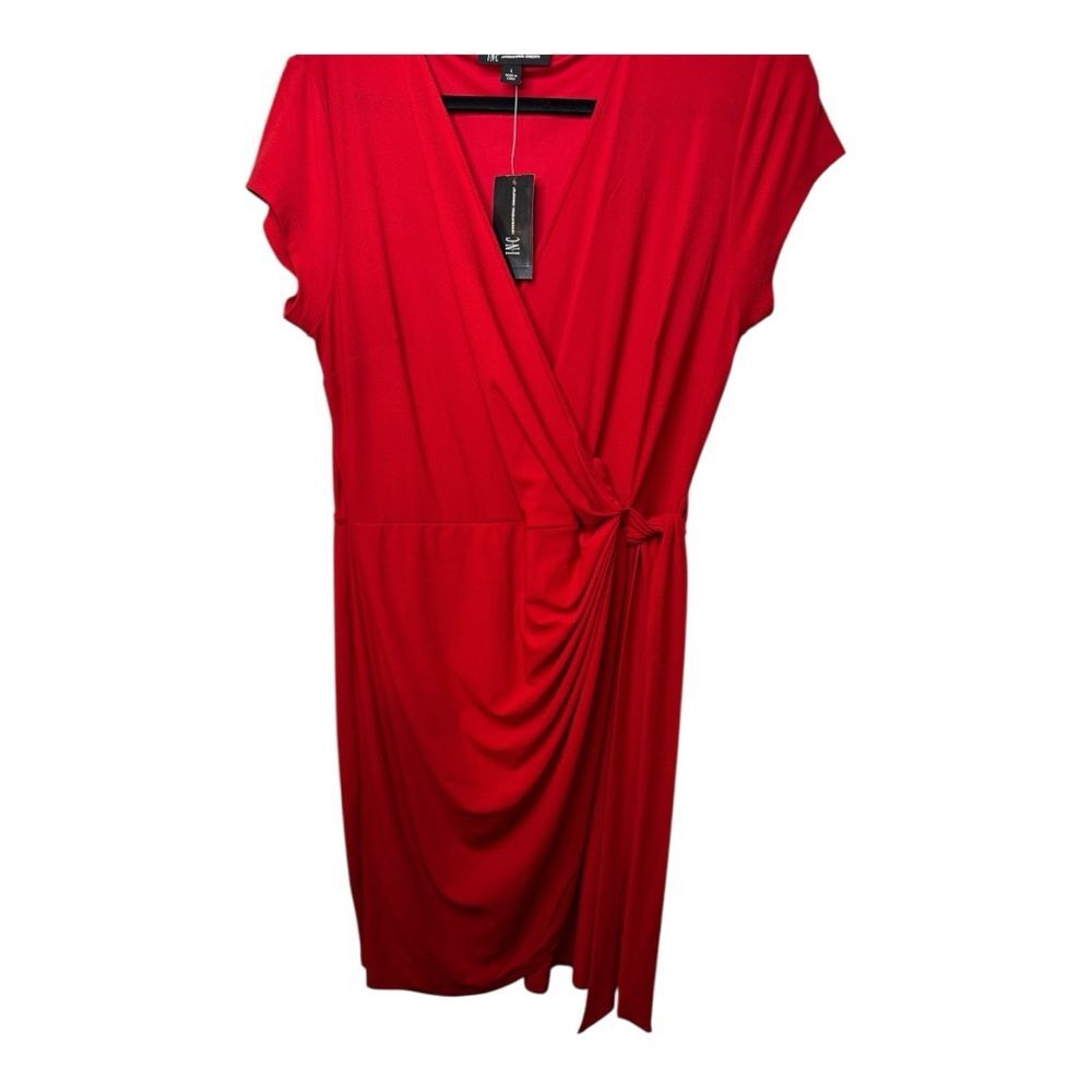 INC Red Faux-Wrap Midi Dress – Size Large, NWT - Picture 10 of 11